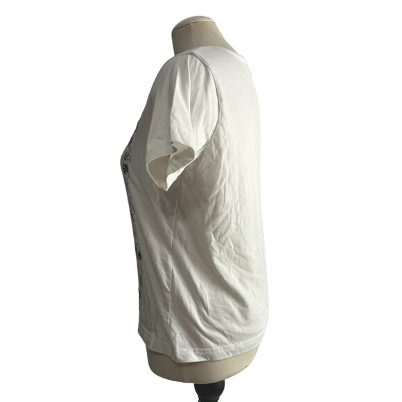 Shenanigans Vintage Pleated Embroided Short Sleeve T Shirt Sz Small Womens White - Picture 5 of 8